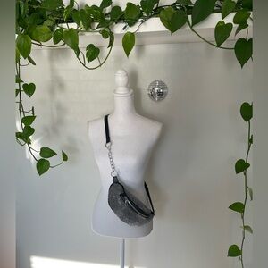 Women’s Rhinestone Fanny Pack Black Belt Bag